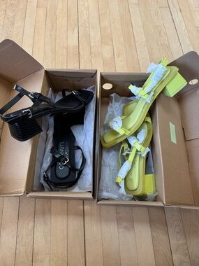 2 PAIR Trendy Little Heels - Lime & Black lizard 🍋‍🟩🖤